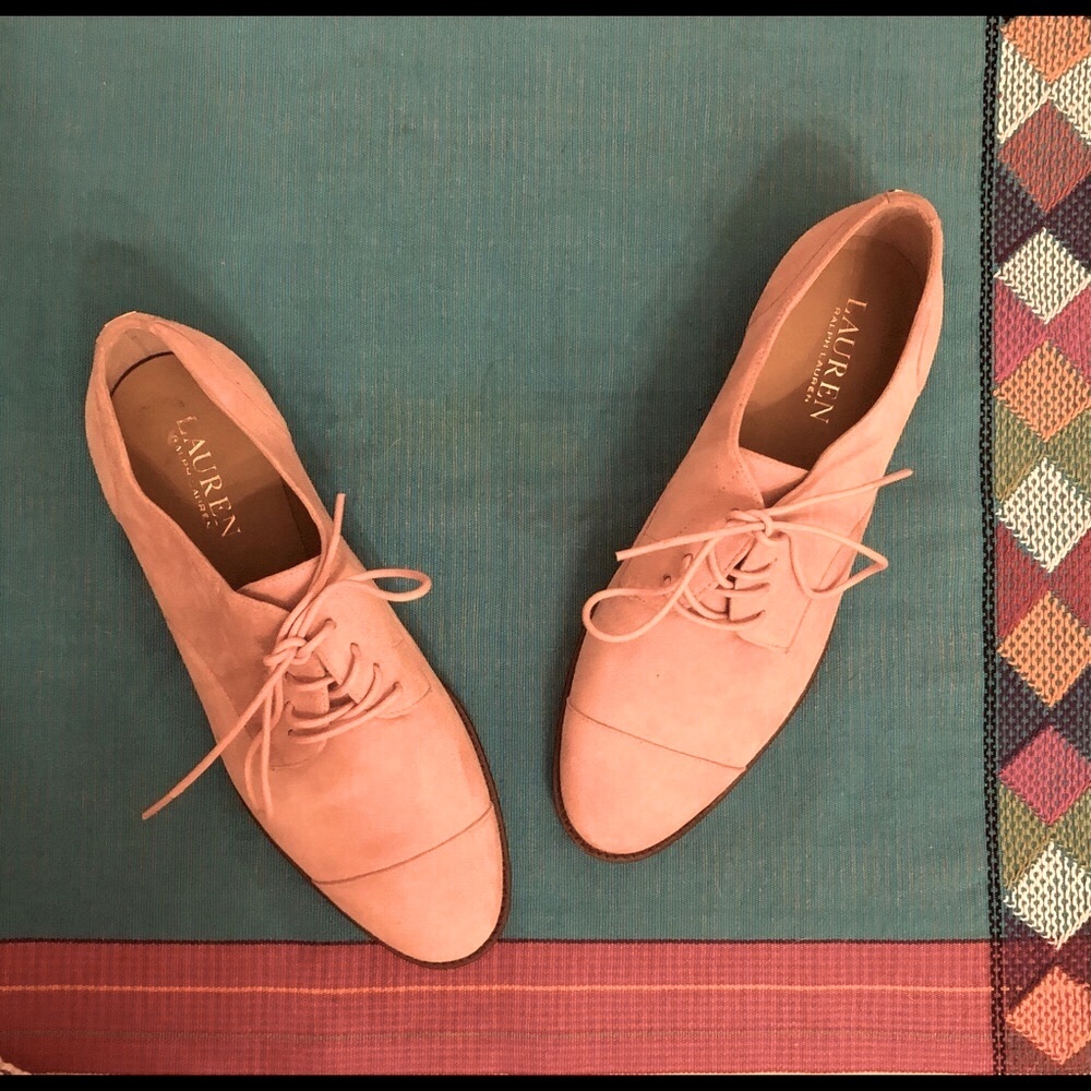 NWOT Lauren RL Pink Suede Leather-lined Oxfords